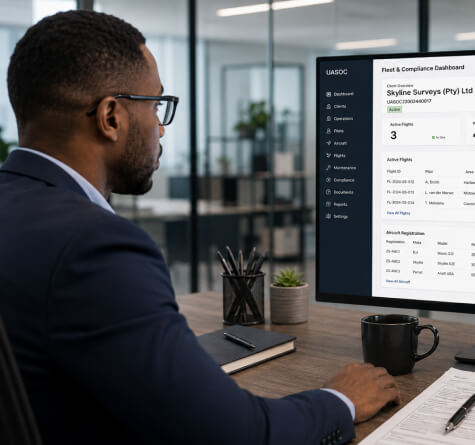 Image of a person looking at a dashboard with stats