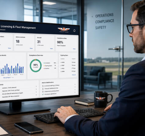 Image of a person looking at a dashboard with stats