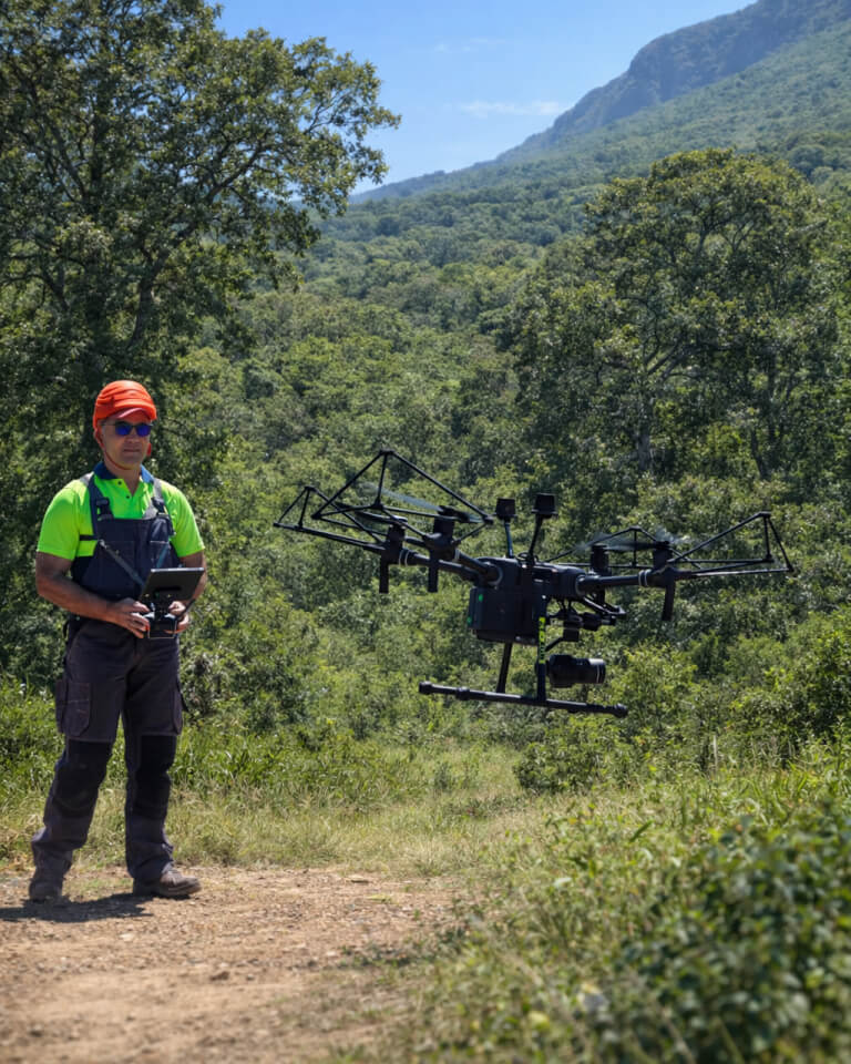 Dwayne Marx flying a drone